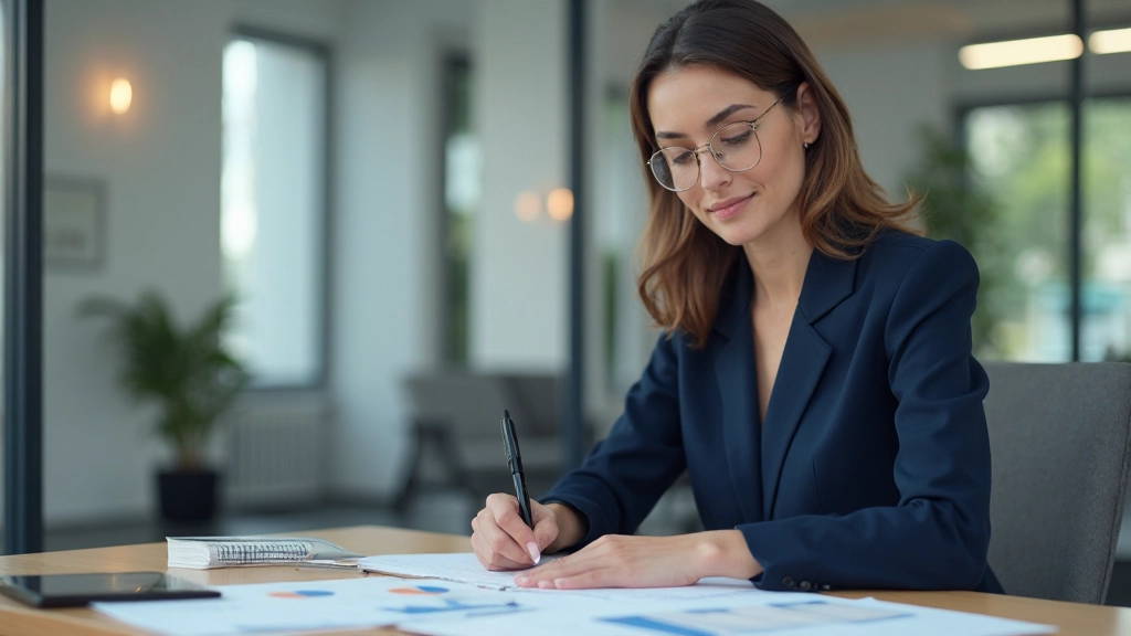 Consultor analizando gráficos de riesgo de mercado inmobiliario