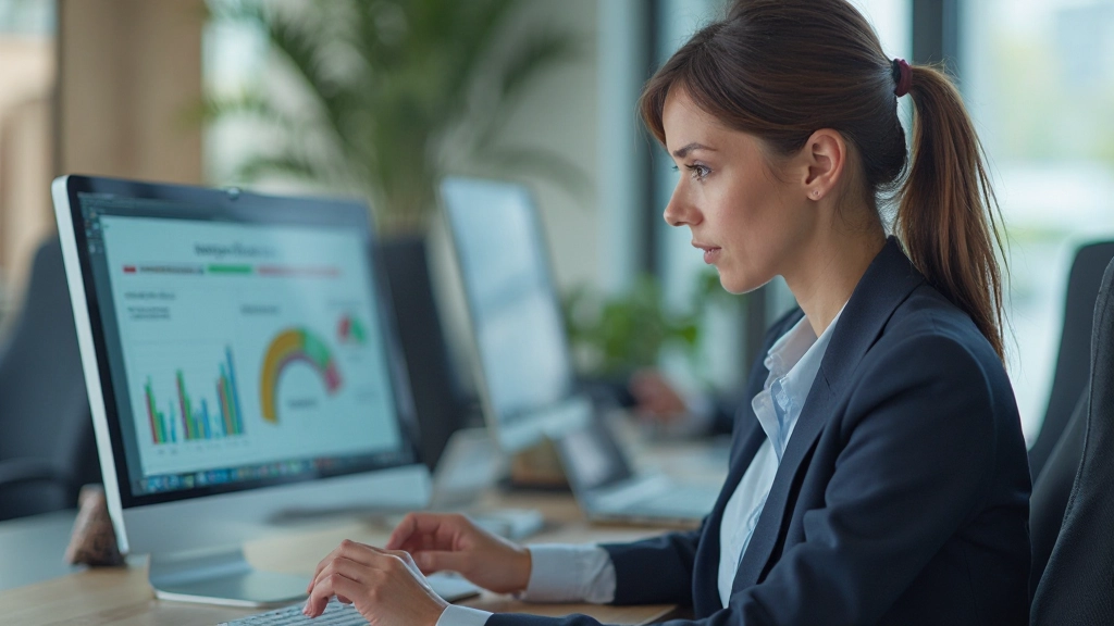 Analista financiero trabajando con gráficos y datos de inversión inmobiliaria